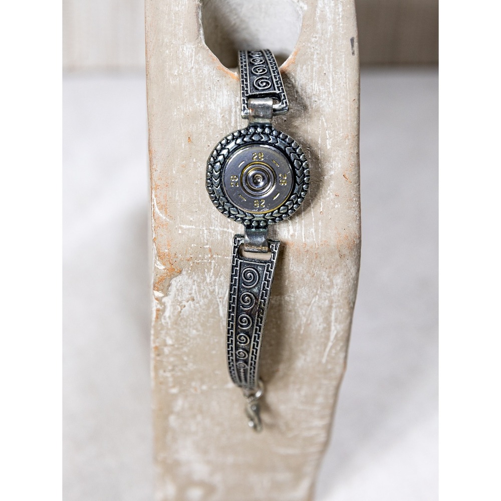 Silver Tone Shotgun Shell Style Bracelet 28  Adjustable Western Jewelry